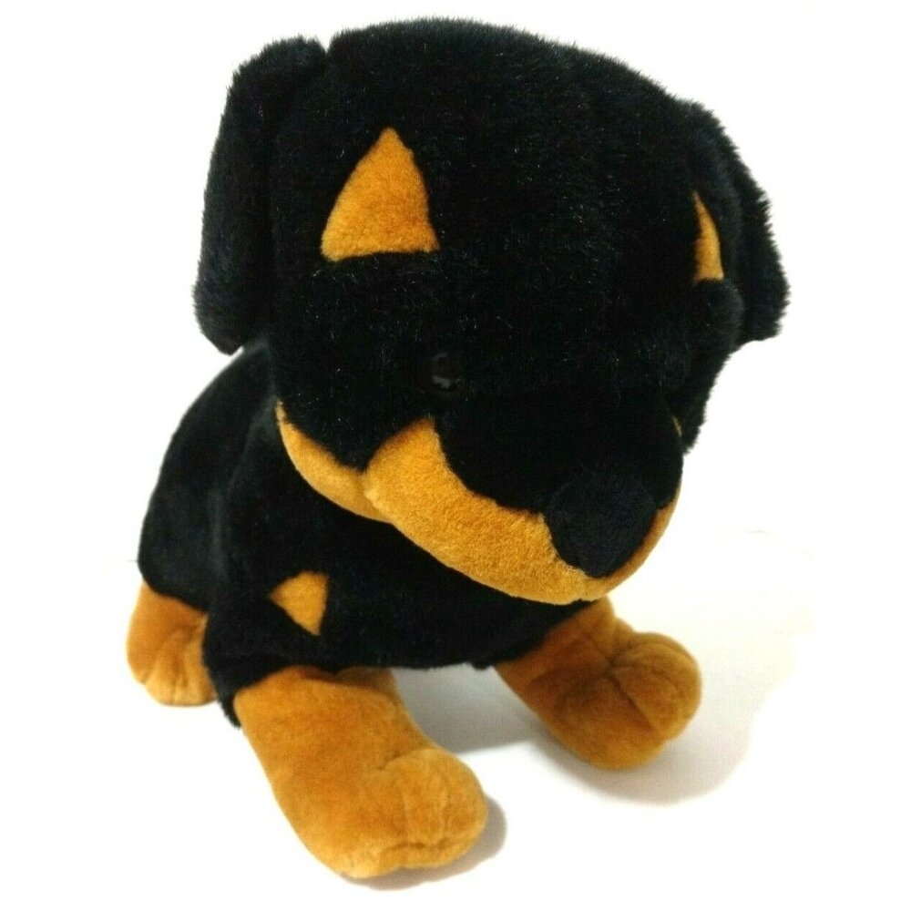 Vtg 90s Large Plush Rottweiler Puppy Dog 15" Black Brown Standing Stuffed Animal